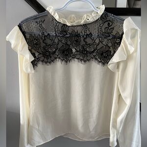 Zara b&w sheer blouse